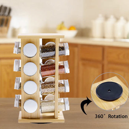 Rotating Solid Wood Spice Rack