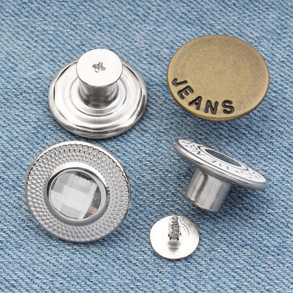 Silver Metal Denim Jeans Button