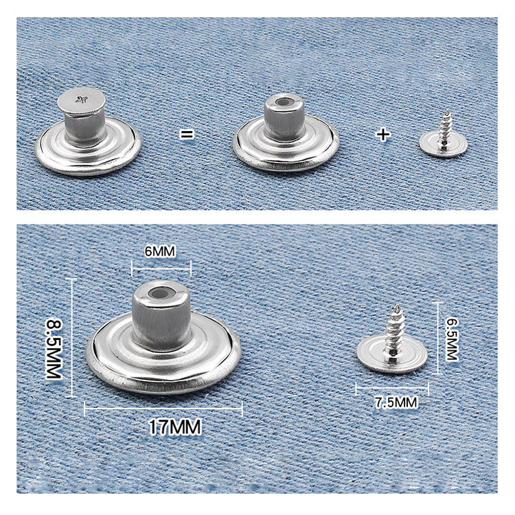 Silver Metal Denim Jeans Button