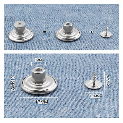 Silver Metal Denim Jeans Button