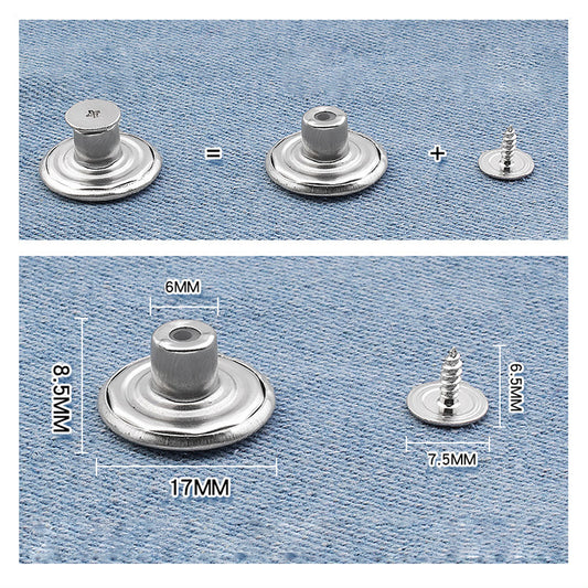 Silver Metal Denim Jeans Button