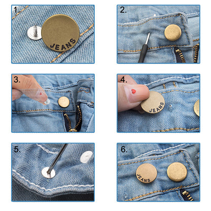Silver Metal Denim Jeans Button