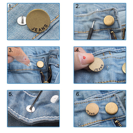 Silver Metal Denim Jeans Button