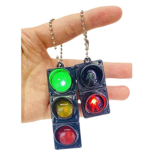 Mini Electronic Traffic Light Keychain Bag Pendant,Cute LED Flashing Pedestrian Light Keyring