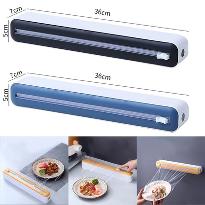 Food Film Dispenser Magnetic Plastic Wrap Dispenser with Cutter