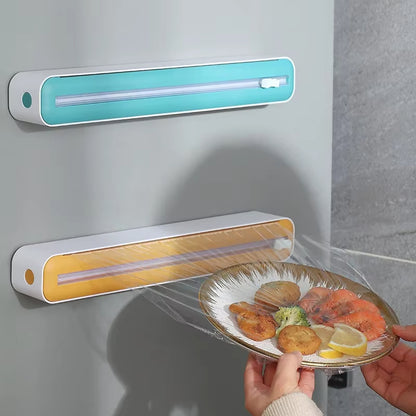 Food Film Dispenser Magnetic Plastic Wrap Dispenser with Cutter