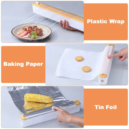 Food Film Dispenser Magnetic Plastic Wrap Dispenser with Cutter