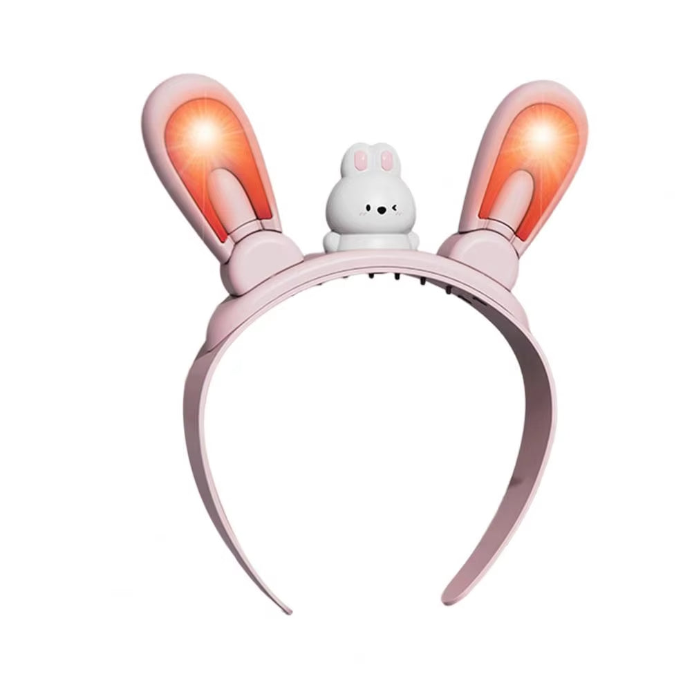 Color-changing Light-up Bunny Ear Headband with Rechargeable Swinging