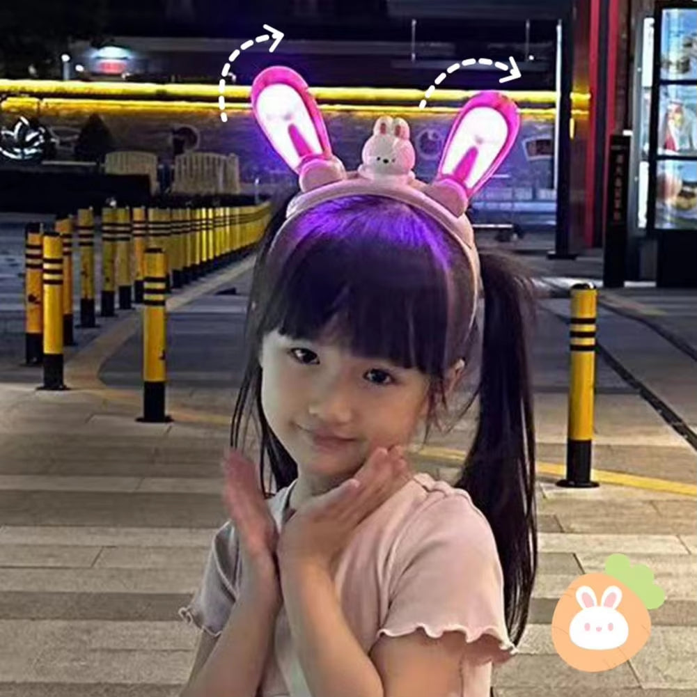 Color-changing Light-up Bunny Ear Headband with Rechargeable Swinging ...