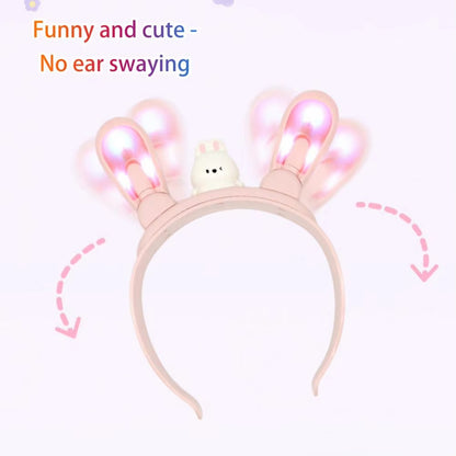 Color-changing Light-up Bunny Ear Headband with Rechargeable Swinging