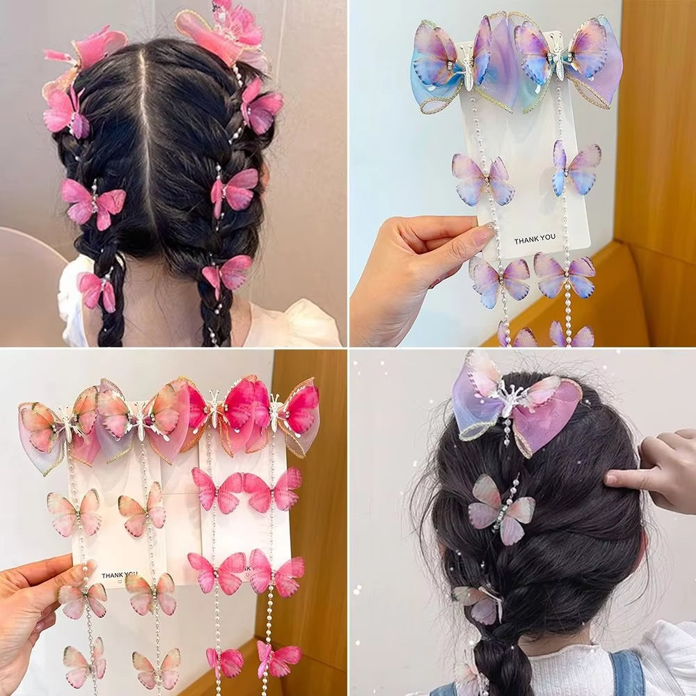 2Pcs Cute Pearl Butterfly Hair Clips For Girls