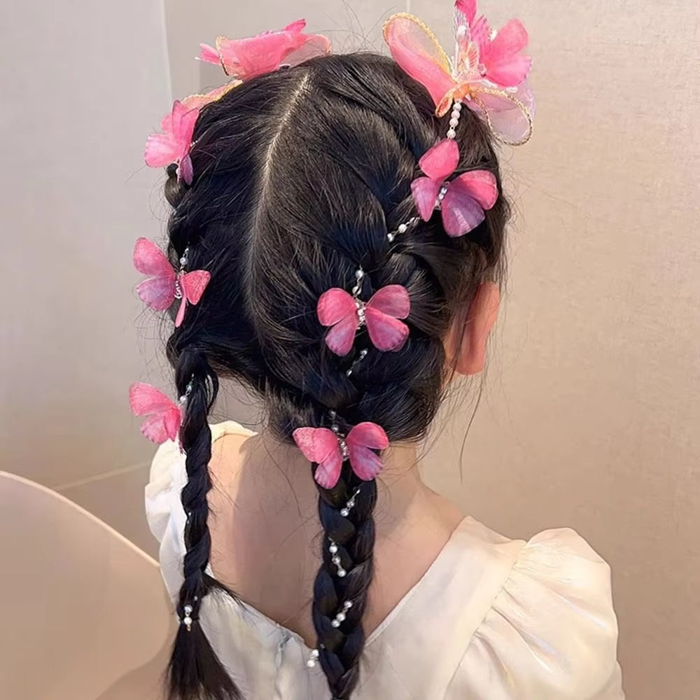 2Pcs Cute Pearl Butterfly Hair Clips For Girls