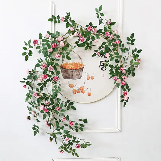Artificial flowers rose Plants vineHanging Silk Garland Green Plant