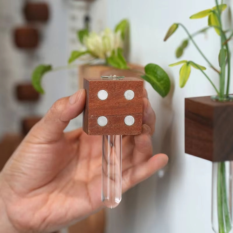 Solid Wood Magnetic Refrigerator Flower Rack