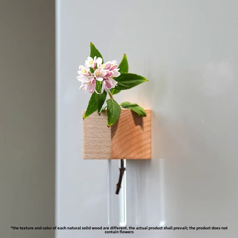 Solid Wood Magnetic Refrigerator Flower Rack