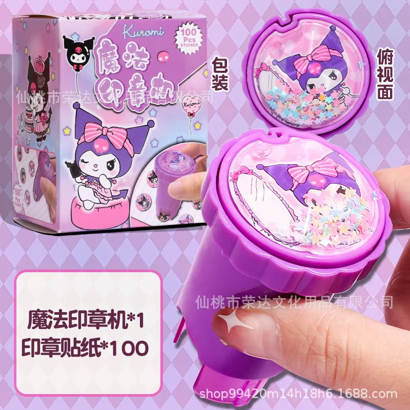 Sanio Hello Kitty Kuromi Cartoon Ice Magic Seal Sticker Machine