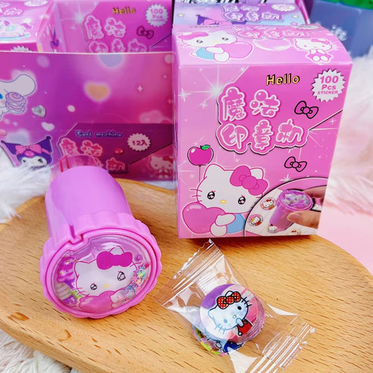 Sanio Hello Kitty Kuromi Cartoon Ice Magic Seal Sticker Machine