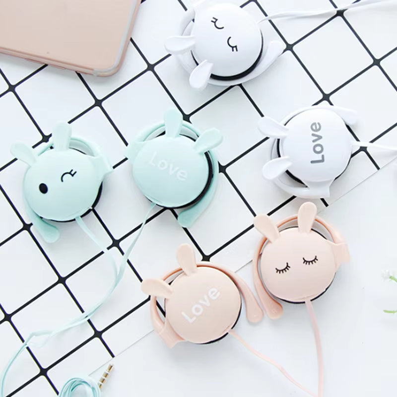Cute Rabbit Wired earphone With Ear-hook Sports