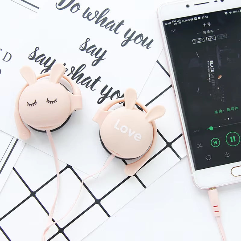Cute Rabbit Wired earphone With Ear-hook Sports