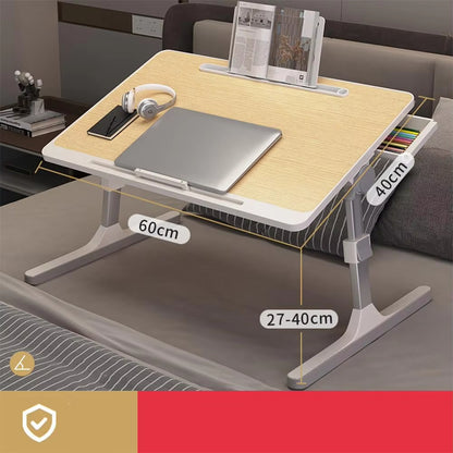 Adjustable Laptop Desk For Bed With Bookshelves Drawers