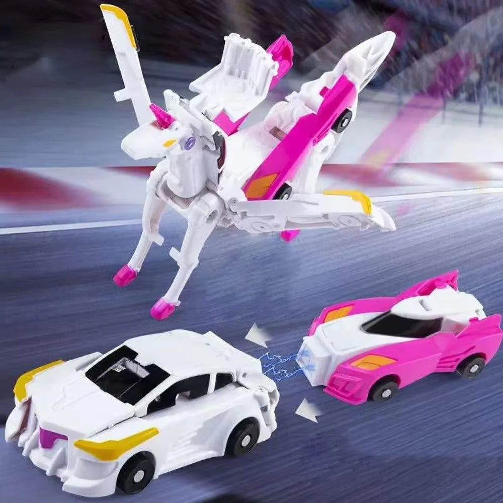 2 in 1 Car Transform Unicorn Figurines Magnetic Vehicle
