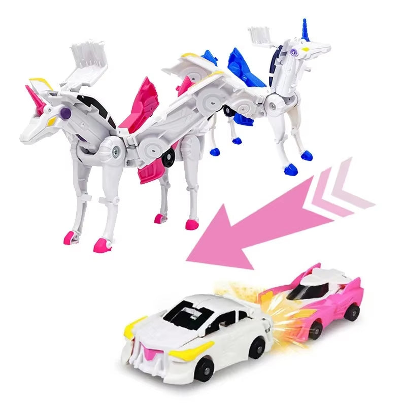 2 in 1 Car Transform Unicorn Figurines Magnetic Vehicle