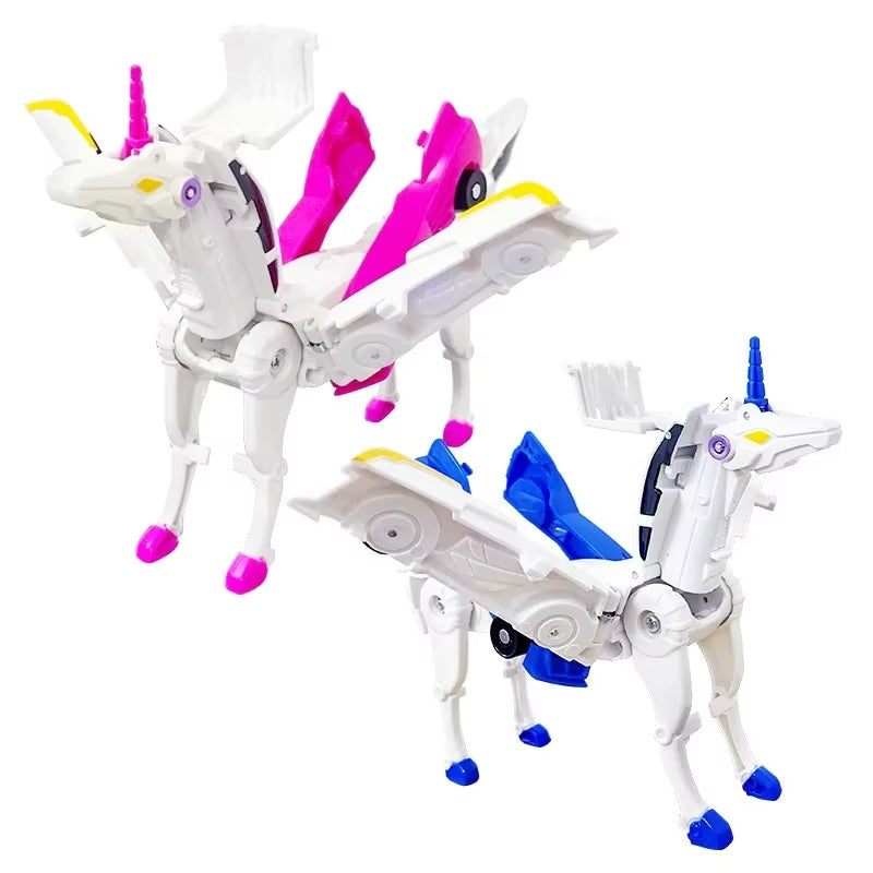 2 in 1 Car Transform Unicorn Figurines Magnetic Vehicle