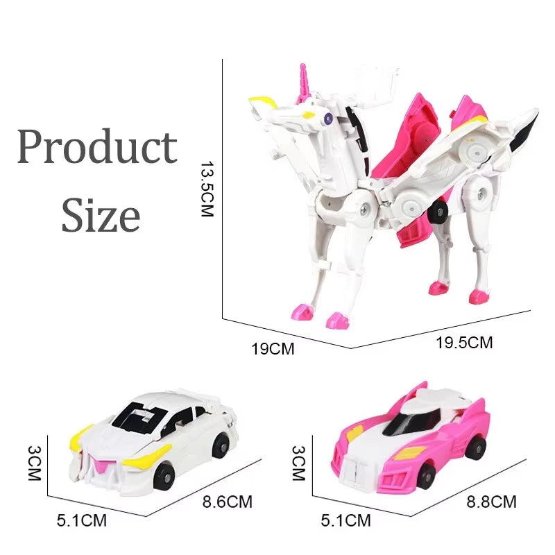 2 in 1 Car Transform Unicorn Figurines Magnetic Vehicle