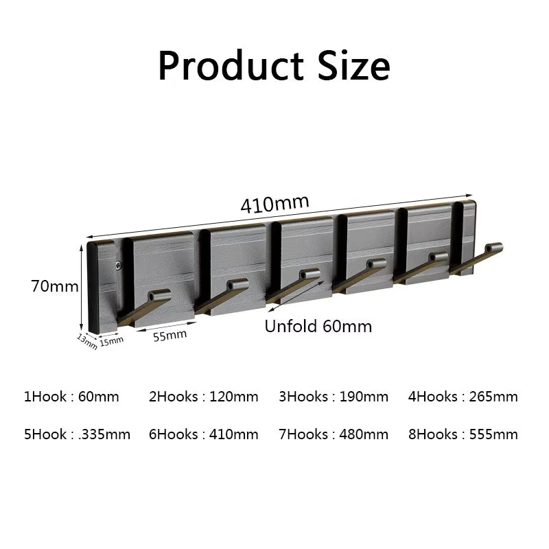 Foldable Steel Coat Rack Wall Hanger Shelves