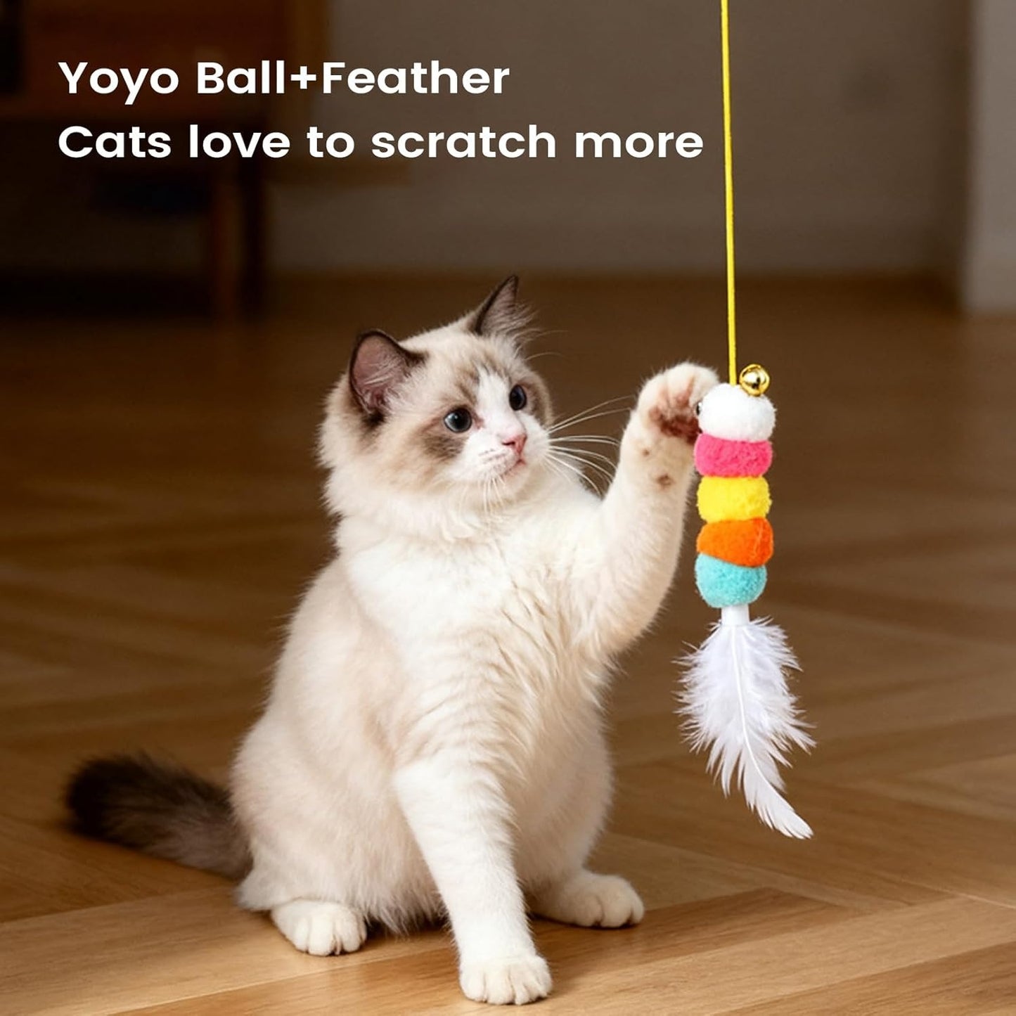 Interactive Pet Toy (Yoyo Ball + Feather) 🐱🎾