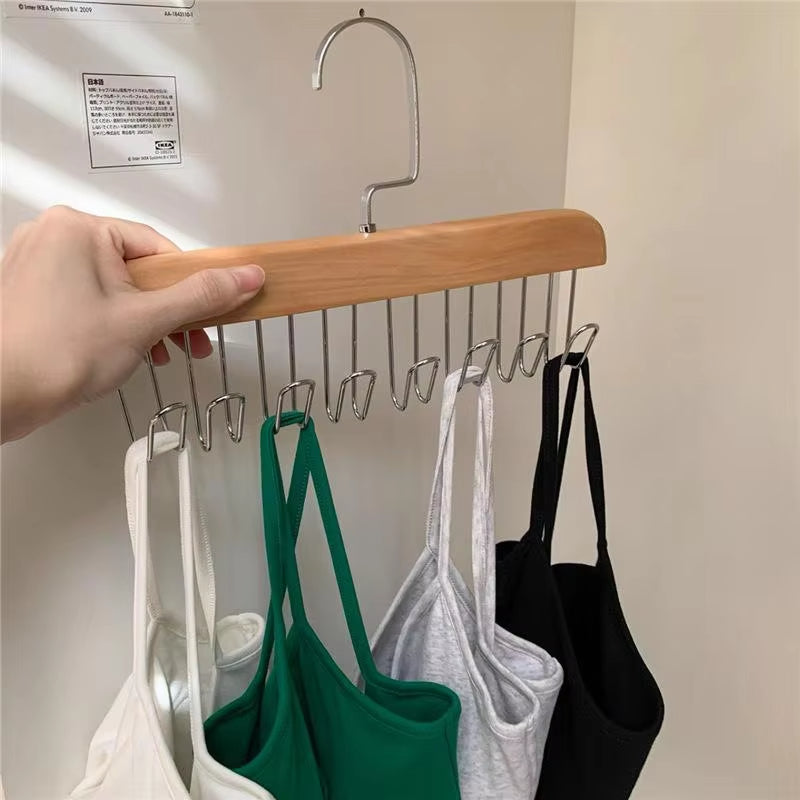 Wooden Clothes Hanger With 8 Hooks