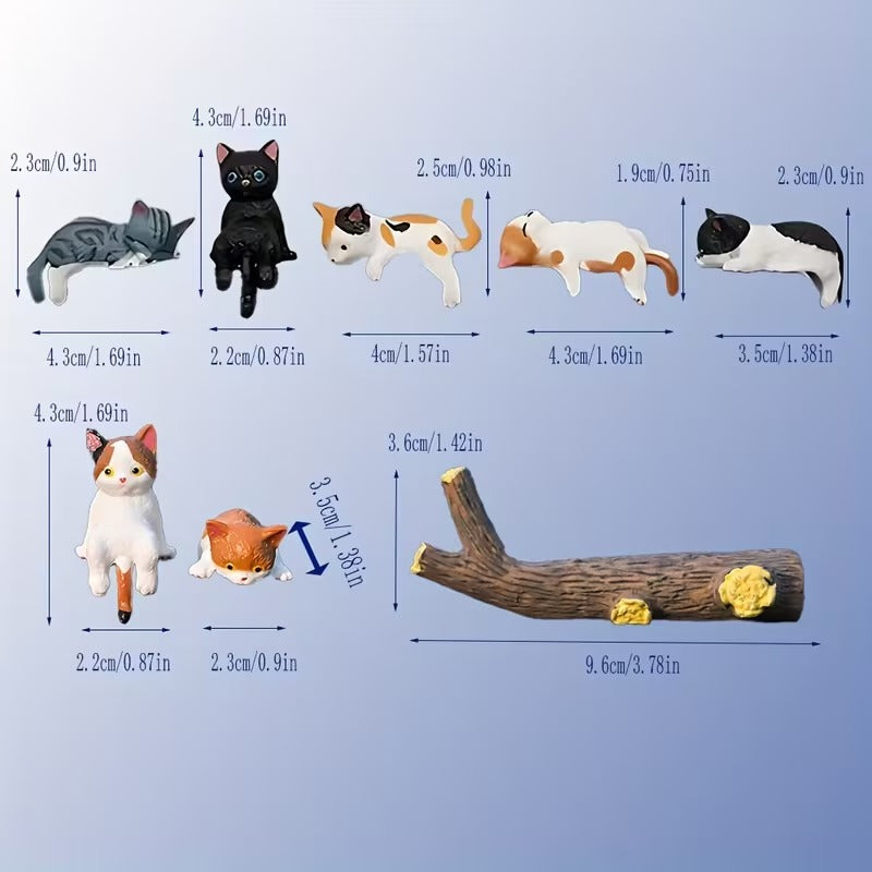 Mini Cat Figurine Set Dashboard & Desktop Decor