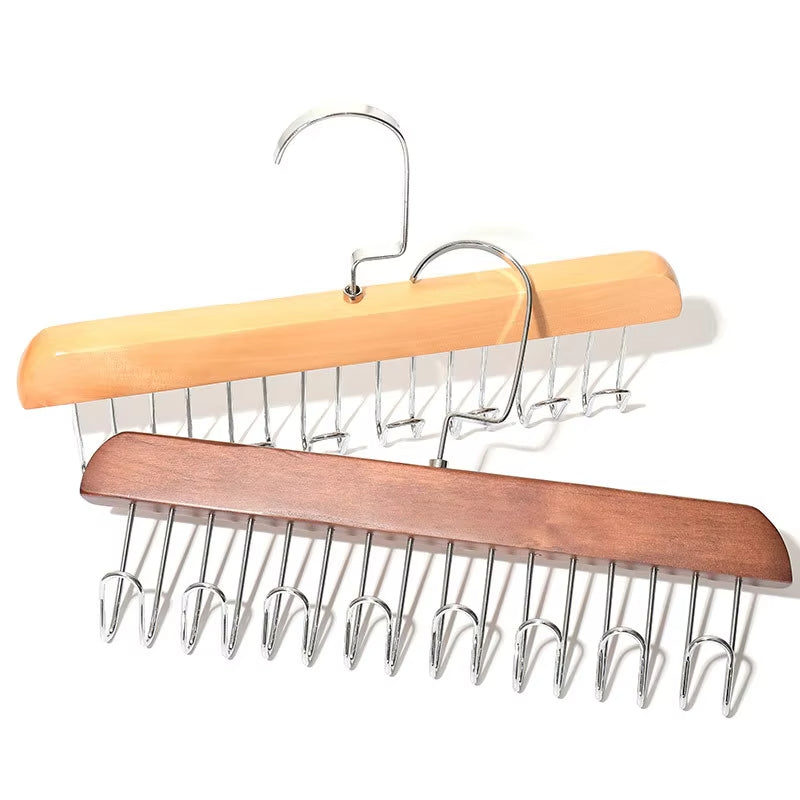 Wooden Clothes Hanger With 8 Hooks