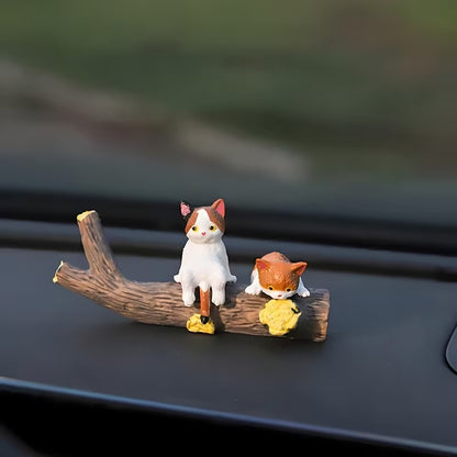 Mini Cat Figurine Set Dashboard & Desktop Decor