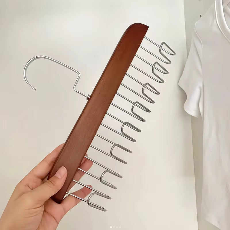 Wooden Clothes Hanger With 8 Hooks