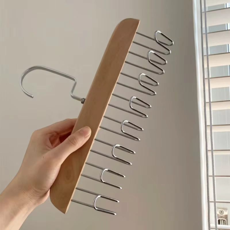 Wooden Clothes Hanger With 8 Hooks