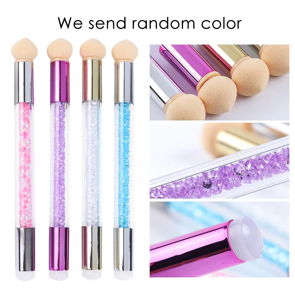 2 pcs Nail Stamping Plates Set with  Silicone Sponge Brush