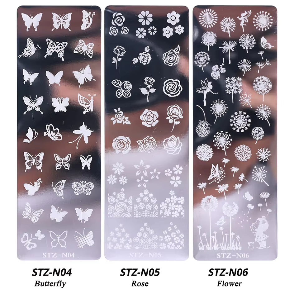 2 pcs Nail Stamping Plates Set with  Silicone Sponge Brush