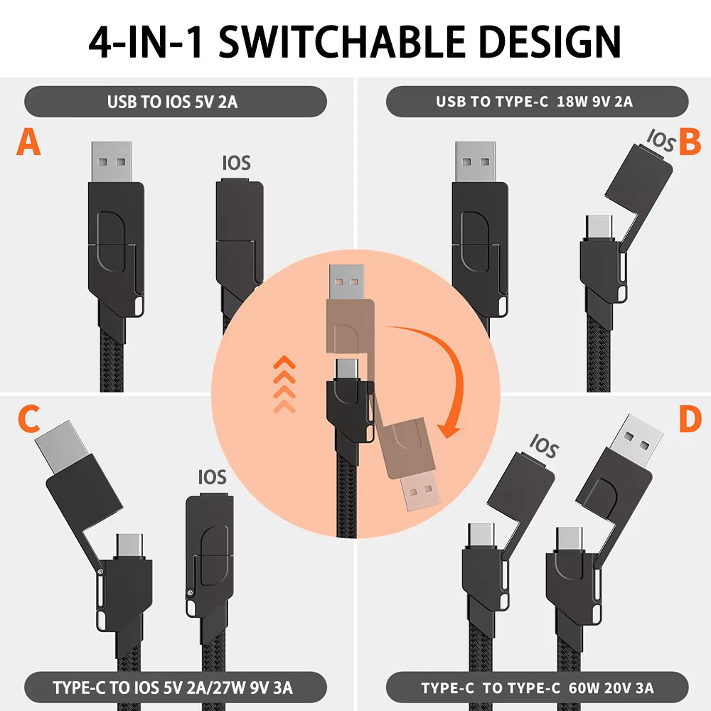 4 in 1 Multi fast charging Cable