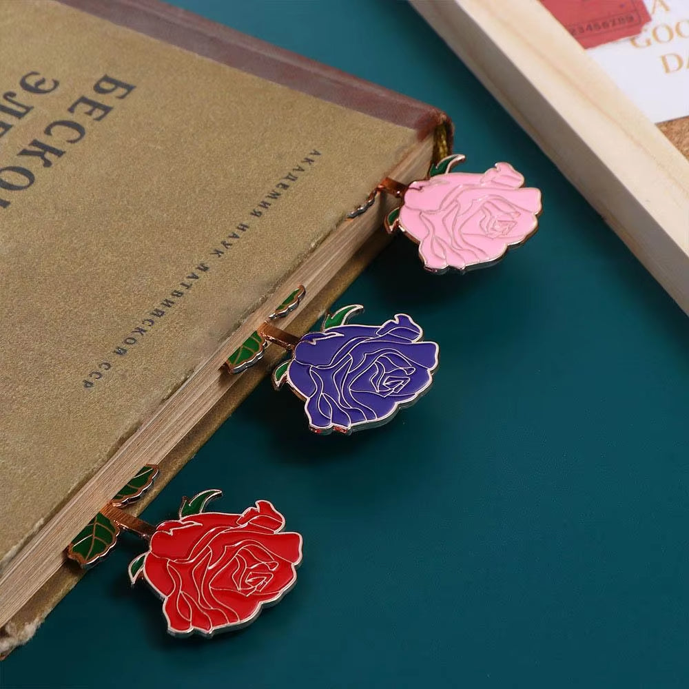 1pc Kawaii Cat Bird Rose Alloy Bookmark