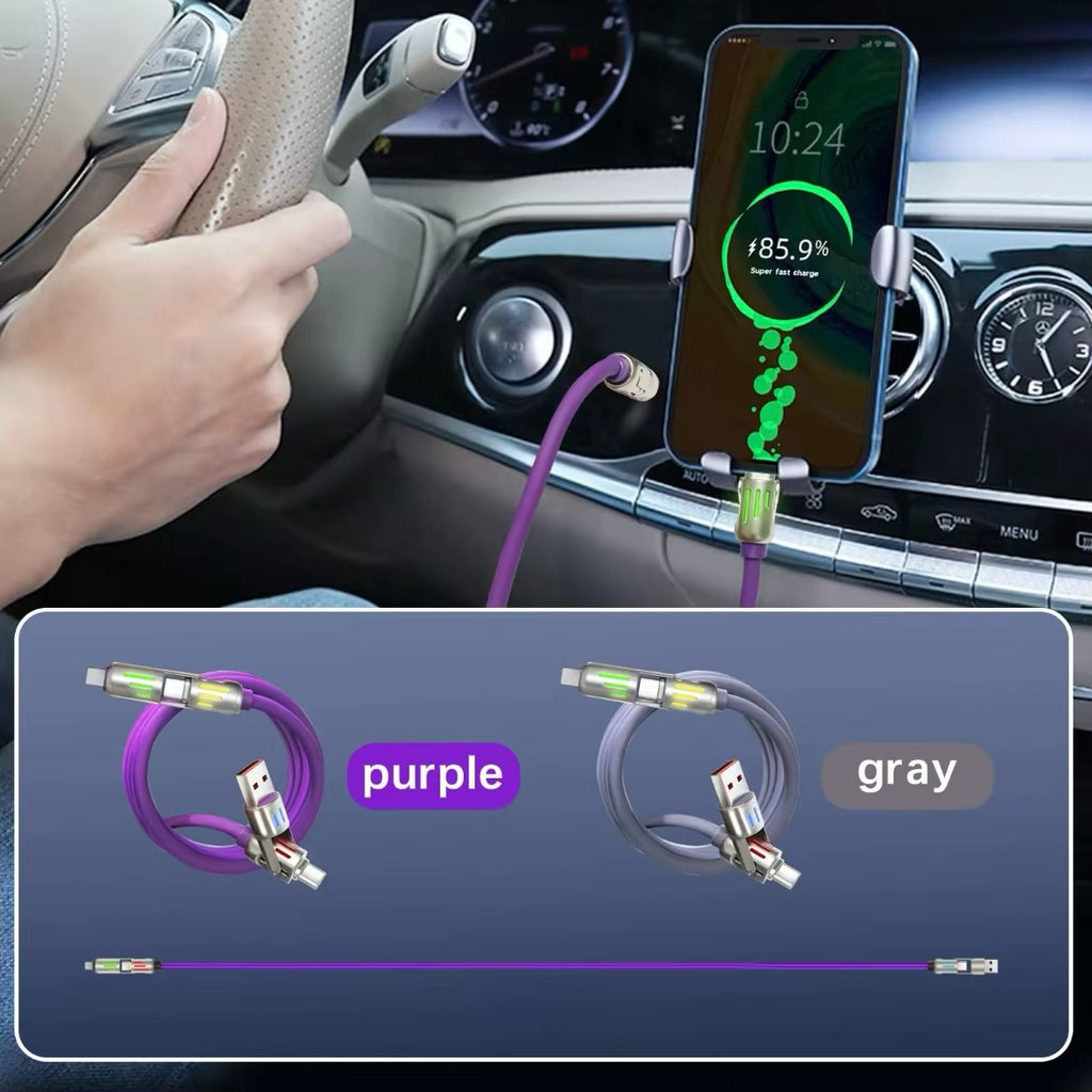 4 in 1 Multi Connectors Charger Rotating Elbow USB Charging Silicone Cable