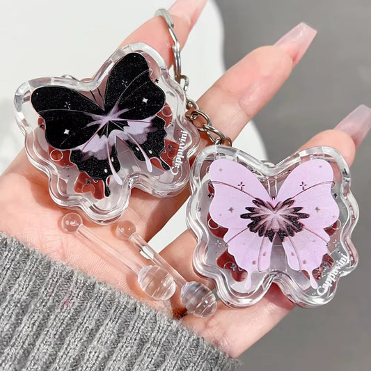 Butterfly Keychains Mirror Jelly Lip Gloss