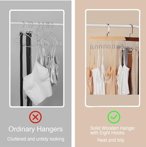 8 Hook Wooden Clothes Hanger