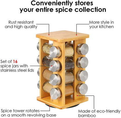 Rotating Solid Wood Spice Rack