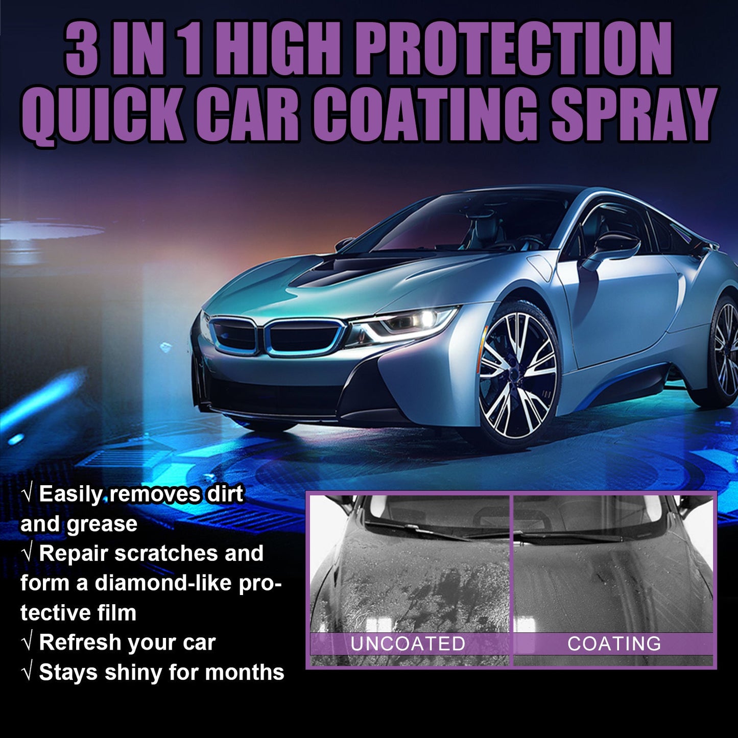 Famedeals.pk ™ - 3 In 1 High Protection Quick Car Coating Spray (100 Ml)