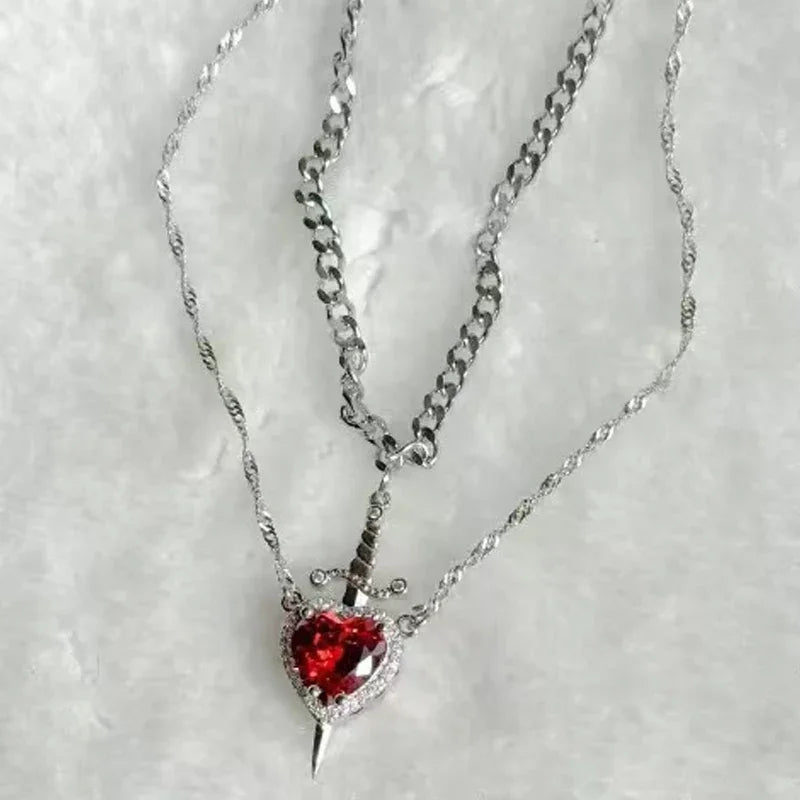 2 in 1 Heart & Sword Necklace